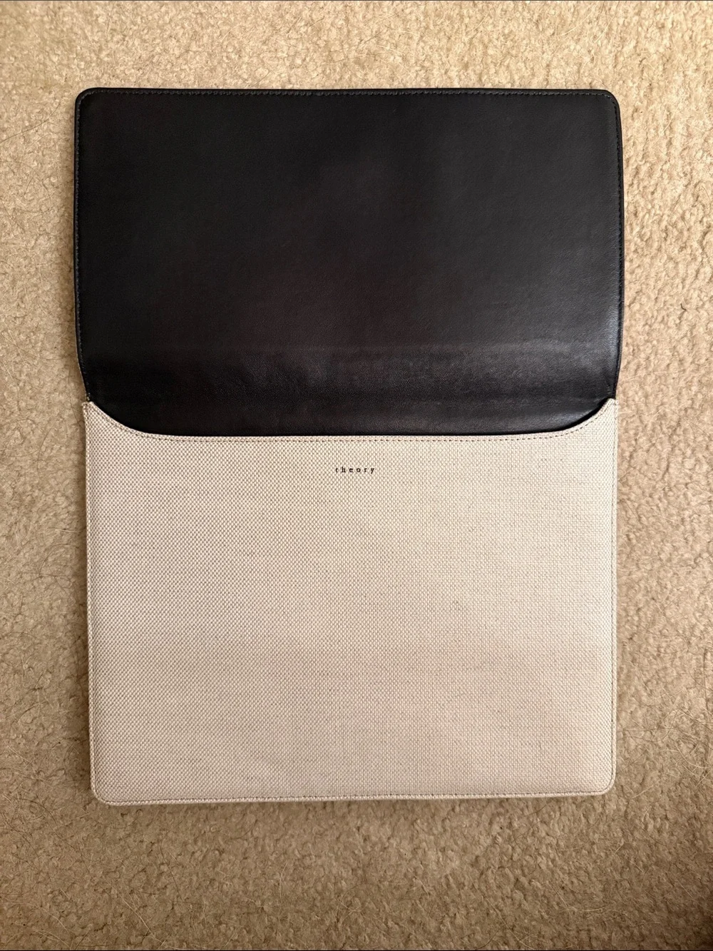 Theory Canvas Stripe Detail Portfolio Clutch - Cream